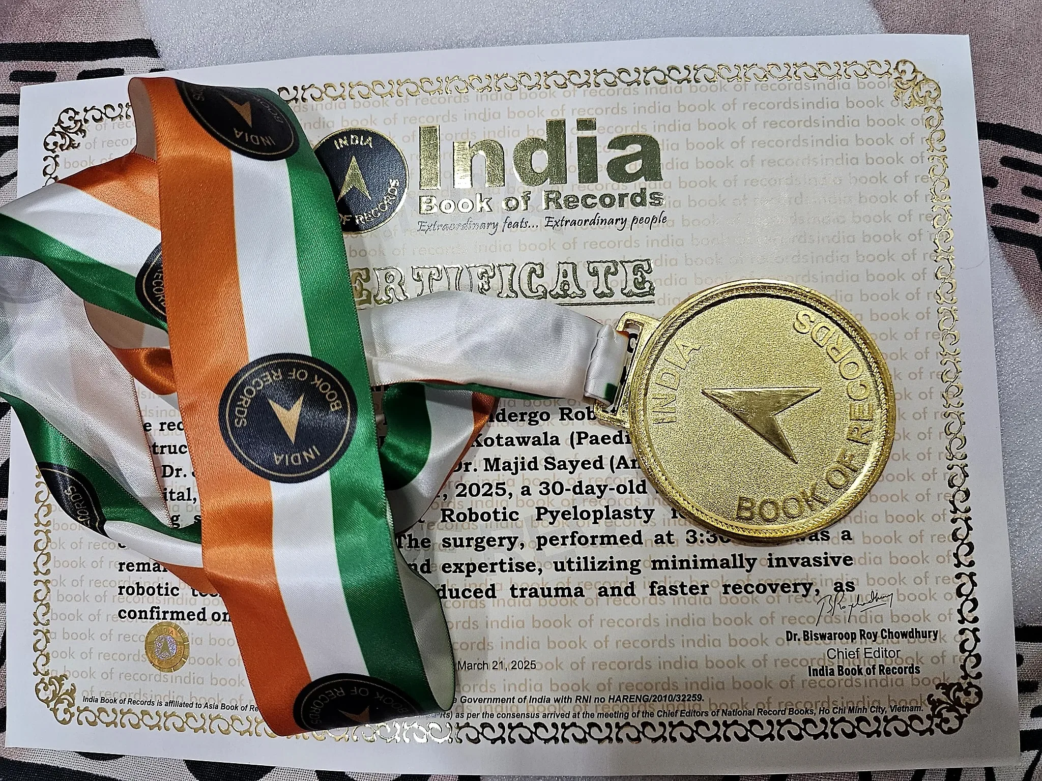 India Book of Records - Robotic Surgery Record